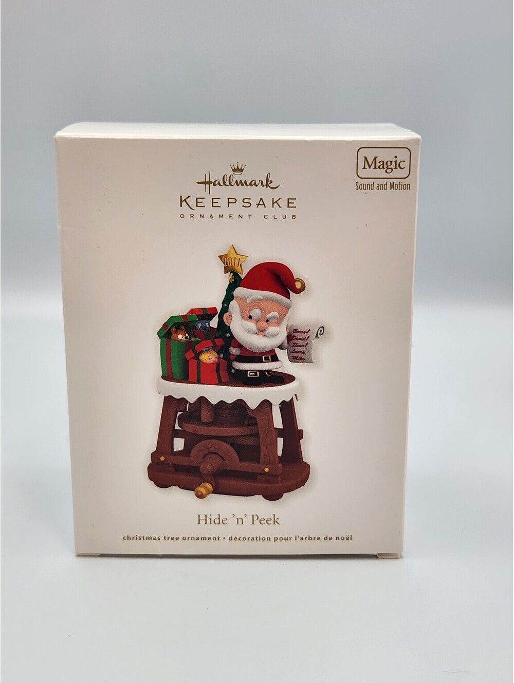 Hallmark Keepsake Ornament Club 2011 Hide 'n' Peek Magic Sound Motion Santa -E11